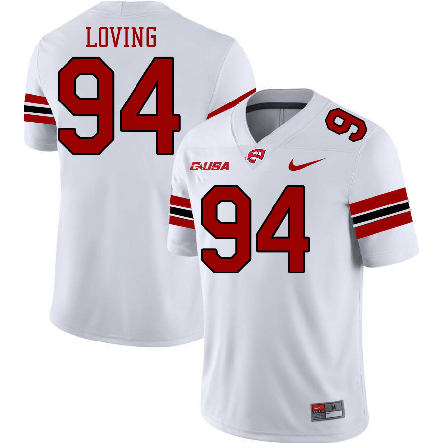 Western Kentucky Hilltoppers #94 Jayden Loving College Football Jerseys Stitched Sale-White